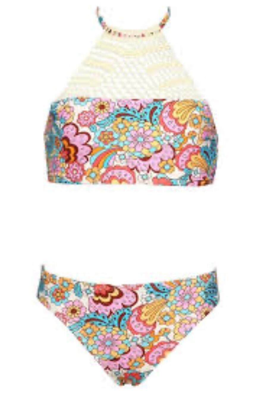 Hobie girls swimsuit - crochet high neck + bottoms kids swim set size 16 (New)